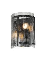 Bruschetta Wall Light, 2 Light E27, Matt Black / Rippled Clear (F) Glass