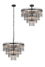 Filo 60cm Pendant/Semi Ceiling 10 Light E14, Brown Oxide/Smoke Glass Rods