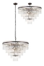 Filo 77cm Pendant/Semi Ceiling 15 Light E14, Brown Oxide/Clear Glass Rods Item Weight: 16kg