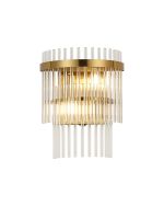 Filo Wall Lamp 2 Light E14, Brass Gold/Clear Glass Rods