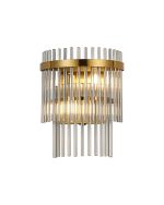 Filo Wall Lamp 2 Light E14, Brass Gold/Smoke Glass Rods