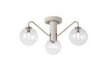 Novo 49cm Semi-Flush Ceiling Light, 3 x G9, Painted Beige/Antique Brass/Clear Smooth Round Glass