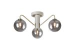Novo 49cm Semi-Flush Ceiling Light, 3 x G9, Painted Beige/Antique Brass/Smoke Smooth Round Glass
