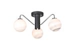 Novo 49cm Semi-Flush Ceiling Light, 3 x G9, Graphite/Chrome/Grey Round Marble Effect Glass