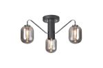 Novo 49cm Semi-Flush Ceiling Light, 3 x G9, Graphite/Chrome/Smoke Smooth Tubular Glass