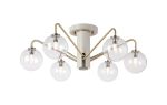 Novo 65cm Semi-Flush Ceiling Light, 6 x G9, Painted Beige/Antique Brass/Clear Smooth Round Glass