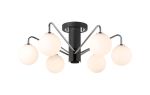 Novo 65cm Semi-Flush Ceiling Light, 6 x G9, Graphite/Chrome/Opal Smooth Round Glass