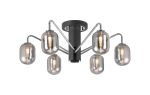 Novo 65cm Semi-Flush Ceiling Light, 6 x G9, Graphite/Chrome/Smoke Smooth Tubular Glass