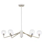 Novo 87cm Multi Height Pendant, 6 x G9, Painted Beige/Antique Brass/Clear Smooth Round Glass