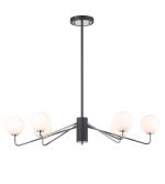 Novo 87cm Multi Height Pendant, 6 x G9, Graphite/Chrome/Opal Smooth Round Glass