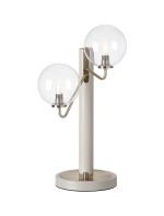 Novo Table Lamp Switched, 2 x G9, Painted Beige/Antique Brass/Clear Smooth Round Glass