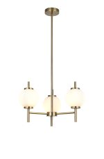 Gualtier 55cm Multi Height Pendant, 3 x G9, Antique Brass/Opal Glass