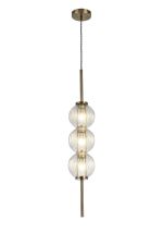 Gualtier 15cm Pendant, 3 x G9, Antique Brass/Clear Glass