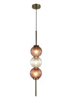 Gualtier 15cm Pendant, 3 x G9, Antique Brass/Light Iridescent/Blush Pink Glass