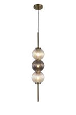 Gualtier 15cm Pendant, 3 x G9, Antique Brass/Light Iridescent/Smoke Glass
