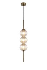 Gualtier 15cm Pendant, 3 x G9, Antique Brass/Light Iridescent Glass