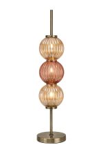 Gualtier Table Lamp, 3 x G9, Antique Brass/Amber/Blush Pink Glass