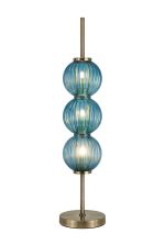 Gualtier Table Lamp, 3 x G9, Antique Brass/Blue Glass