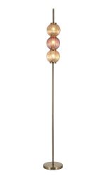 Gualtier Floor Lamp, 3 x G9, Antique Brass/Amber/Blush Pink Glass
