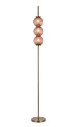 Gualtier Floor Lamp, 3 x G9, Antique Brass/Blush Pink Glass