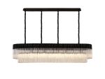 Vita 180 x 40cm Linear Pendant, 9 Light E14, Matt Black/Clear Sculpted Glass, Item Weight: 47kg
