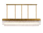 Vita 225 x 40cm Linear Pendant, 12 Light E14, Brass/Clear Sculpted Glass, Item Weight: 60kg