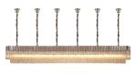Vita 300 x 40cm Linear Pendant With Bell Cup, 16 Light E14, Polished Nickel/Cognac Sculpted Glass, Item Weight: 73kg