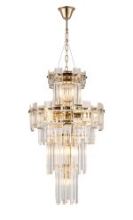 Anson 41cm Tall Pendant 9 Light E14, French Gold/Clear Glass