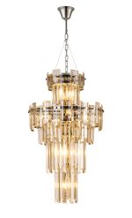 Anson 41cm Tall Pendant 9 Light E14, Polished Nickel/Champagne Glass