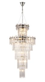 Anson 61cm Tall Pendant 17 Light E14, Polished Nickel/Clear Glass Item Weight: 21.8kg