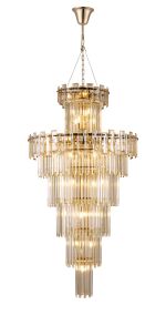 Anson 81cm Tall Pendant 32 Light E14, French Gold/Champagne Glass Item Weight: 35kg