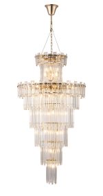 Anson 81cm Tall Pendant 32 Light E14, French Gold/Clear Glass Item Weight: 35kg