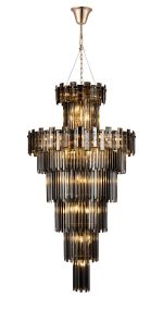 Anson 81cm Tall Pendant 32 Light E14, French Gold/Smoke Glass Item Weight: 35kg