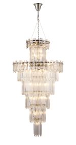 Anson 81cm Tall Pendant 32 Light E14, Polished Nickel/Clear Glass Item Weight: 35kg