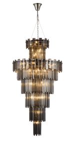 Anson 81cm Tall Pendant 32 Light E14, Polished Nickel/Smoke Glass Item Weight: 35kg