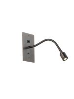 Luzia USB Wall Lamp, 1 Light Adjustable Switched Fits A Standard Double Socket Box, 1 x 3W LED, 3000K, 270lm, Bronze, 3yrs Warranty