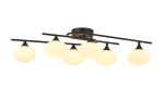Fulgor Flush Ceiling, 6 Light G9, IP44, Satin Black/Opal Glass