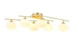 Fulgor Flush Ceiling, 6 Light G9, IP44, Satin Brass/Opal Glass