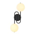 Fulgor Wall/Flush Light, 2 Light G9, IP44, Satin Black/Opal Glass