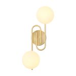 Fulgor Wall/Flush Light, 2 Light G9, IP44, Satin Brass/Opal Glass