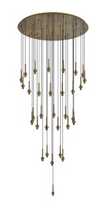 Giuseppe 95cm Antique Brass 32 Light G9 15 x 3m, 11 x 4m, 6 x 5m, Round Multiple Pendant (FRAME ONLY), Item Weight: 24kg