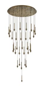 Giuseppe 95cm Antique Brass 32 Light G9 15 x 3m, 11 x 4m, 6 x 5m, Clear Cable, Round Multiple Pendant (FRAME ONLY), Item Weight: 24kg