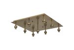 Giuseppe Antique Brass Square 9 Light G9 Universal Flush Light (FRAME ONLY), For A Vast Range Of Glass Shades
