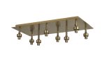 Giuseppe Antique Brass Rectangle 8 Light G9 Universal Flush Light (FRAME ONLY), For A Vast Range Of Glass Shades