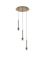 Giuseppe 30cm Antique Brass/Clear Cable 3 Light G9 Universal 2m Drop Round Multiple Pendant (FRAME ONLY), For A Vast Range Of Glass Shades