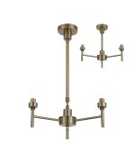 Giuseppe 40cm Antique Brass 3 Light G9 Universal Telescopic/Semi Flush (FRAME ONLY), For A Vast Range Of Glass Shades