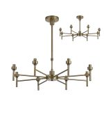 Giuseppe 70cm Antique Brass 8 Light G9 Universal Telescopic/Semi Flush (FRAME ONLY), For A Vast Range Of Glass Shades