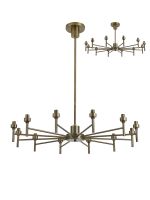 Giuseppe 85cm Antique Brass 12 Light G9 Universal Telescopic/Semi Flush (FRAME ONLY), For A Vast Range Of Glass Shades