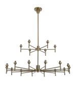 Giuseppe 105cm Antique Brass 20 Light G9 Universal Telescopic 2-Tier (FRAME ONLY), For A Vast Range Of Glass Shades
