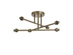 Giuseppe 52cm Antique Brass 6 Light G9 Universal Crossed Arm Semi Flush Light (FRAME ONLY), For A Vast Range Of Glass Shades